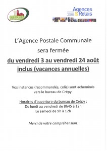 Fermeture Agence Postale