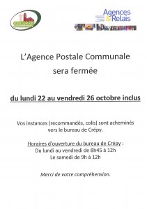 Fermeture Agence Postale Communale