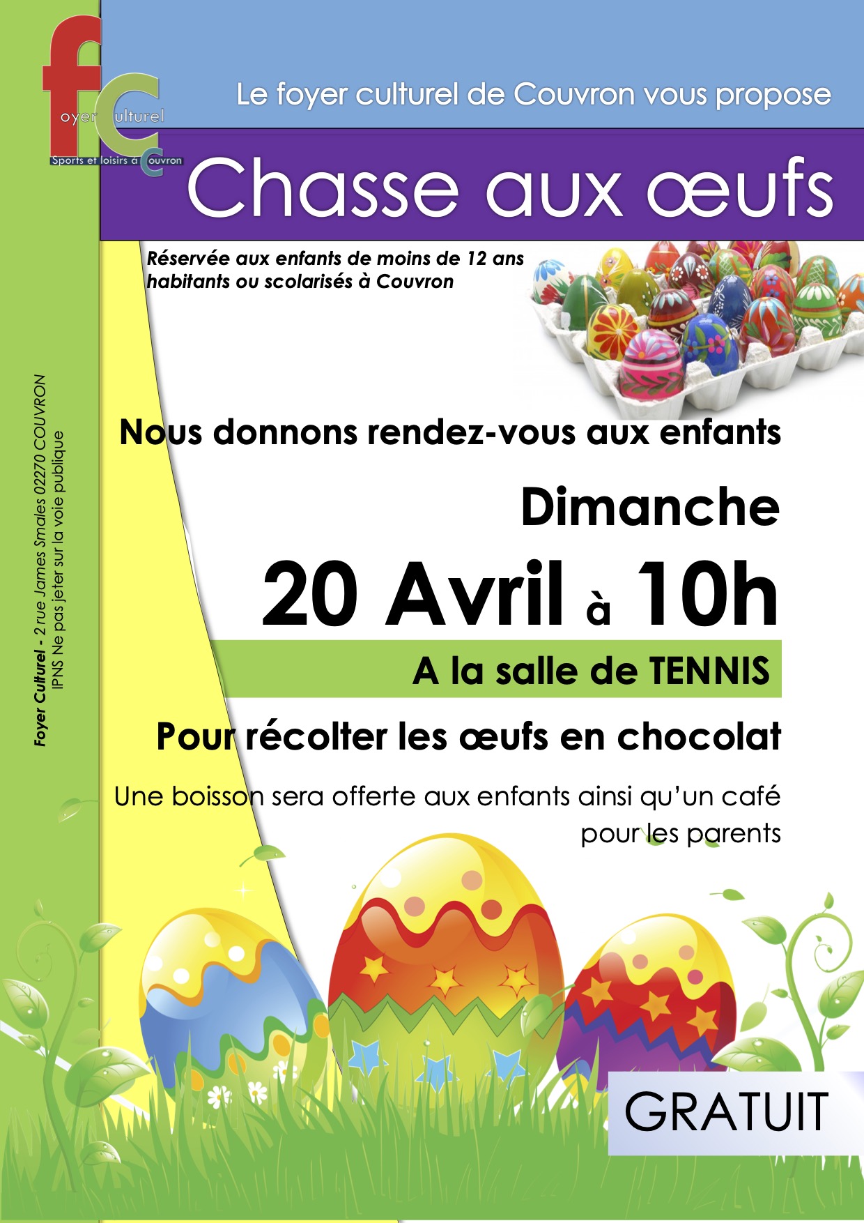 Chasse aux oeufs avec le Foyer Culturel - Tennis